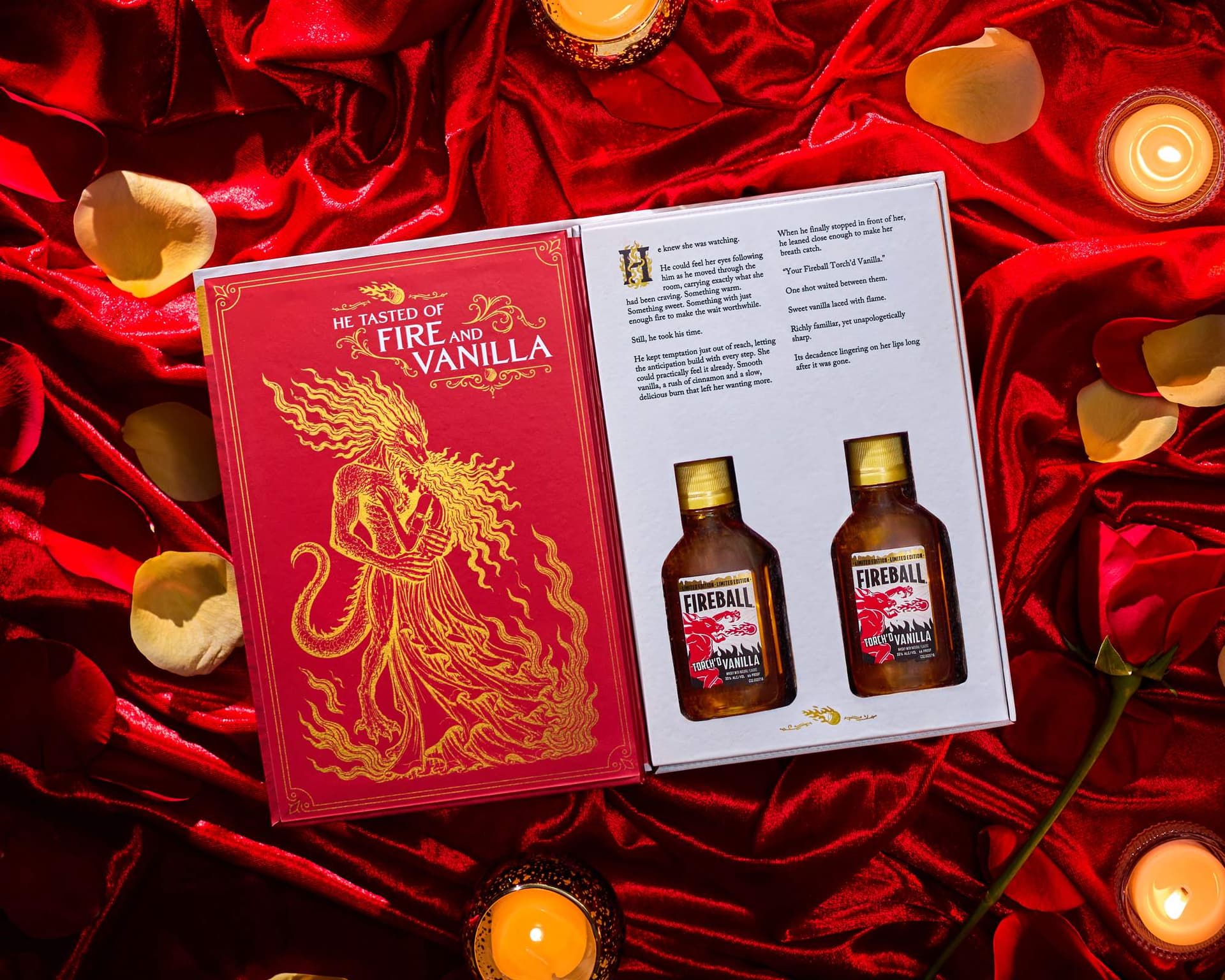 The Smut Stash opened to show the short story and two Fireball Torch'd Vanilla bottles in the secret compartment